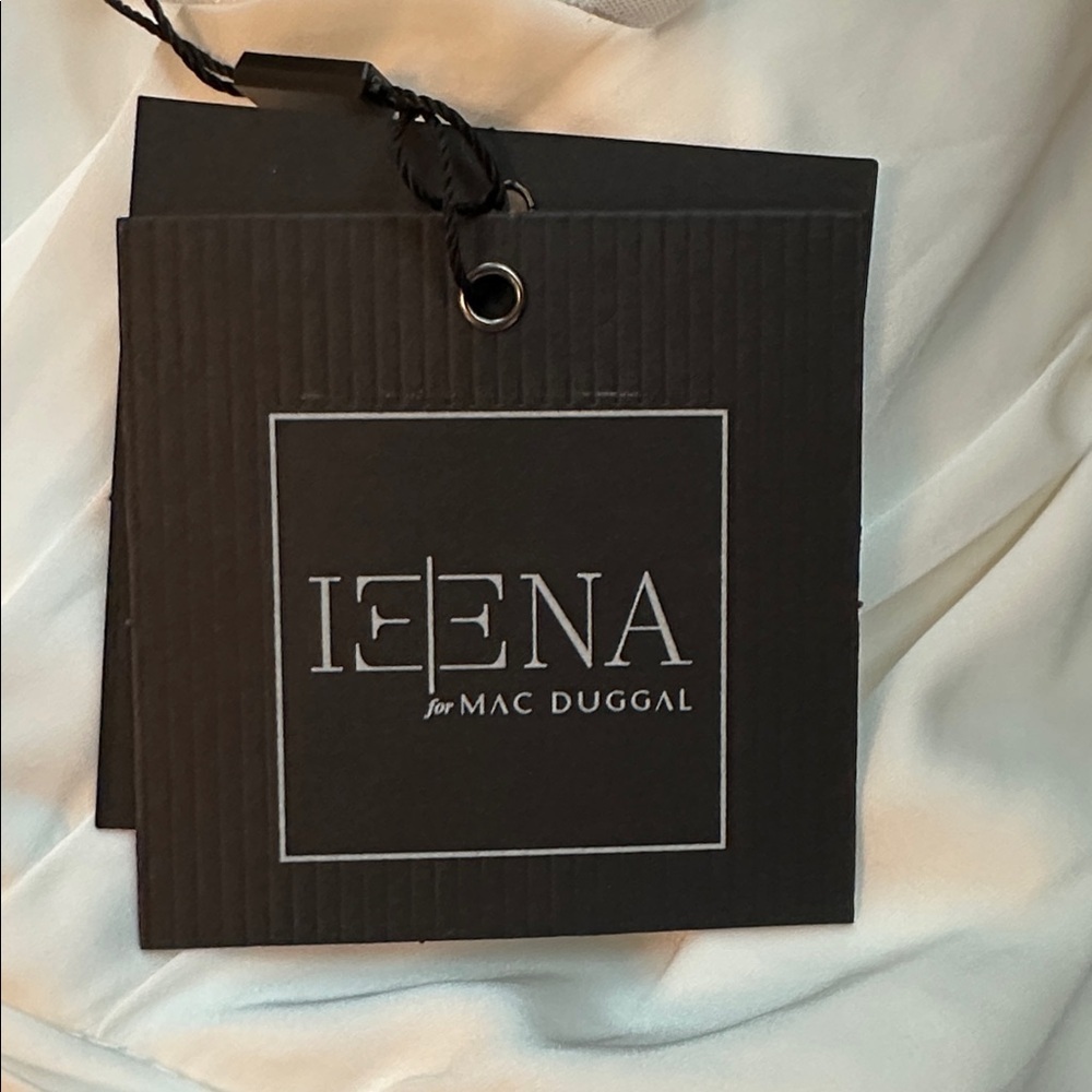 IEENA Mac Duggal, Satin Flowy Flutter Sleeve Mini Dress - Picture 11 of 11